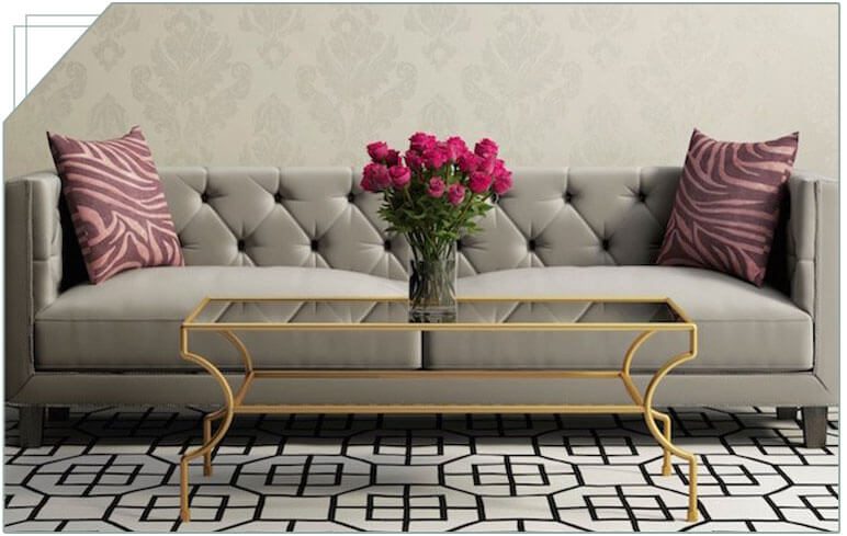reupholstered modern gray sofa